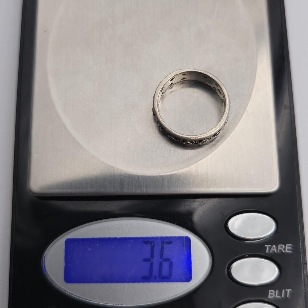 Size 7 Sterling Silver Odd Pattern Solid Ring A19… - image 8